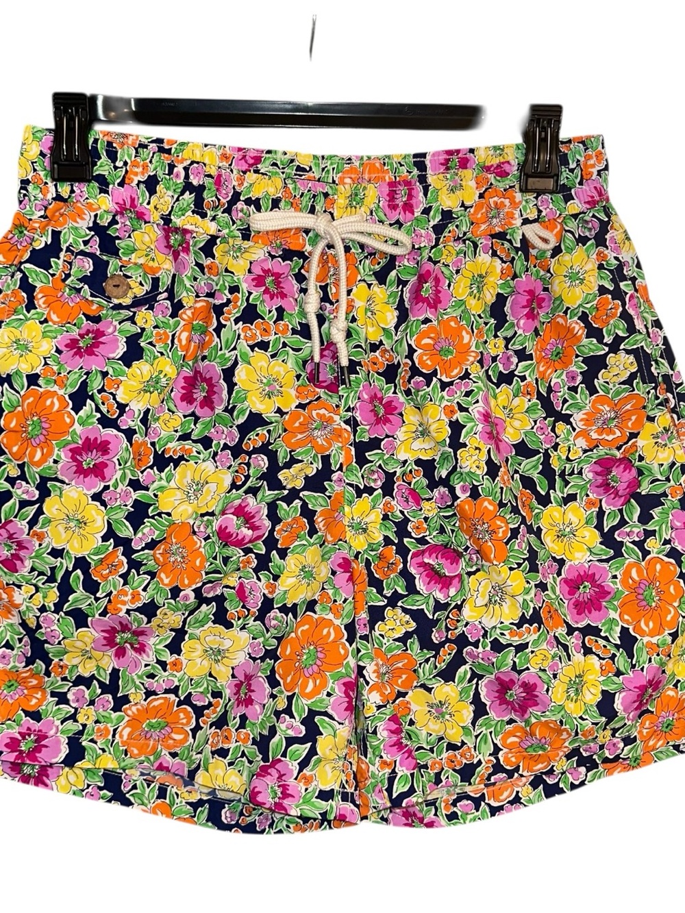 Polo Ralph Lauren Mens L Swim Trunks Board Shorts Pink Yellow Ornge Floral Aloha